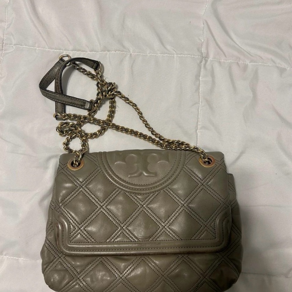 Tory Burch Nude Quilted Crossbody Bag